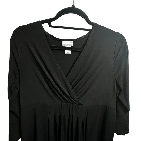 Motherhood Maternity Dress Sz Large Black Long Sleeve Stretch Waist Tie - Picture 3 of 11